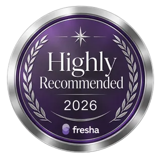 Fresha Highly Recommended 2026 award badge